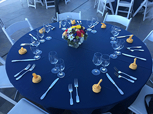 blue motif theme event dining
