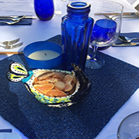 appetizers on blue theme table
